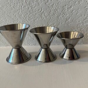 Stainless Steel‎ Double Jigger Set Bartender Bar Measuring Cup 3 Piece
